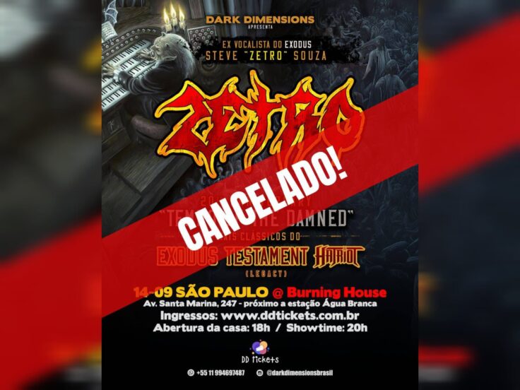 Nota Oficial de Cancelamento: Steve ‘Zetro’ Souza em São Paulo