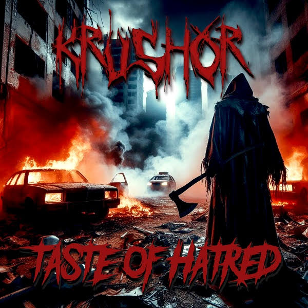 Capa do EP Taste of Hatred da banda Krushor, arte por Joni Kärsämä.